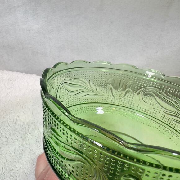EO Brody M6000 Emerald Green Glass Vintage Compote Pedestal Candy Dish Cleveland - Picture 11 of 15